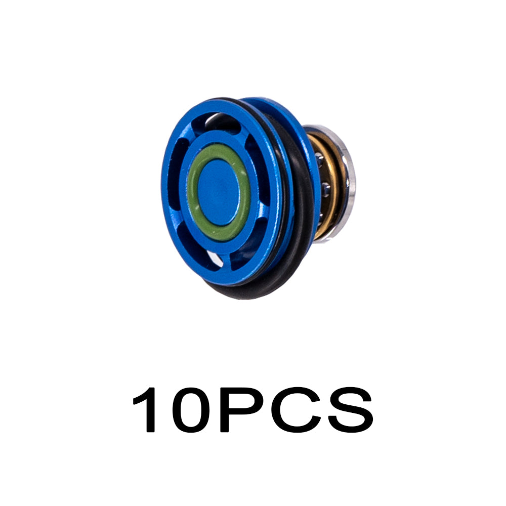 10Pcs CNC Aluminum Piston Head with Triple O-Rings  For M4 Airsoft Gel Guns – (Blue/Black/Red/Gold)