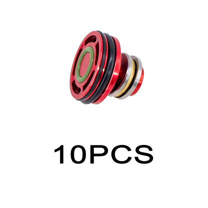 10Pcs CNC Aluminum Piston Head with Triple O-Rings  For M4 Airsoft Gel Guns – (Blue/Black/Red/Gold)